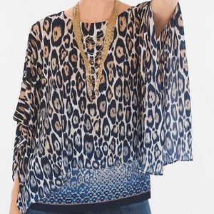 NWOT CHICOS TRAVELERS OMBRÉ LAYERED ANIMAL PRINT TOP SZ 4/6/S
